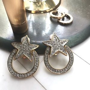 VTG star rhinestone clip on earrings